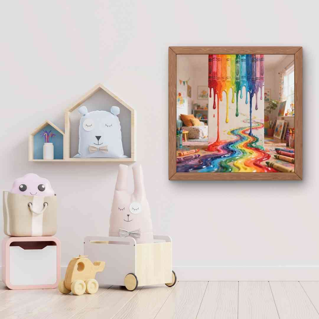 Digitaalinen taideteos, joka kuvaa lapsuuden luovuuden ja leikin virtausta värikkäinä juovina.
Digital konst som skildrar barndomens kreativitet och lek i färgstarka strömmar.
Digital artwork depicting childhood creativity and play as colorful streams.