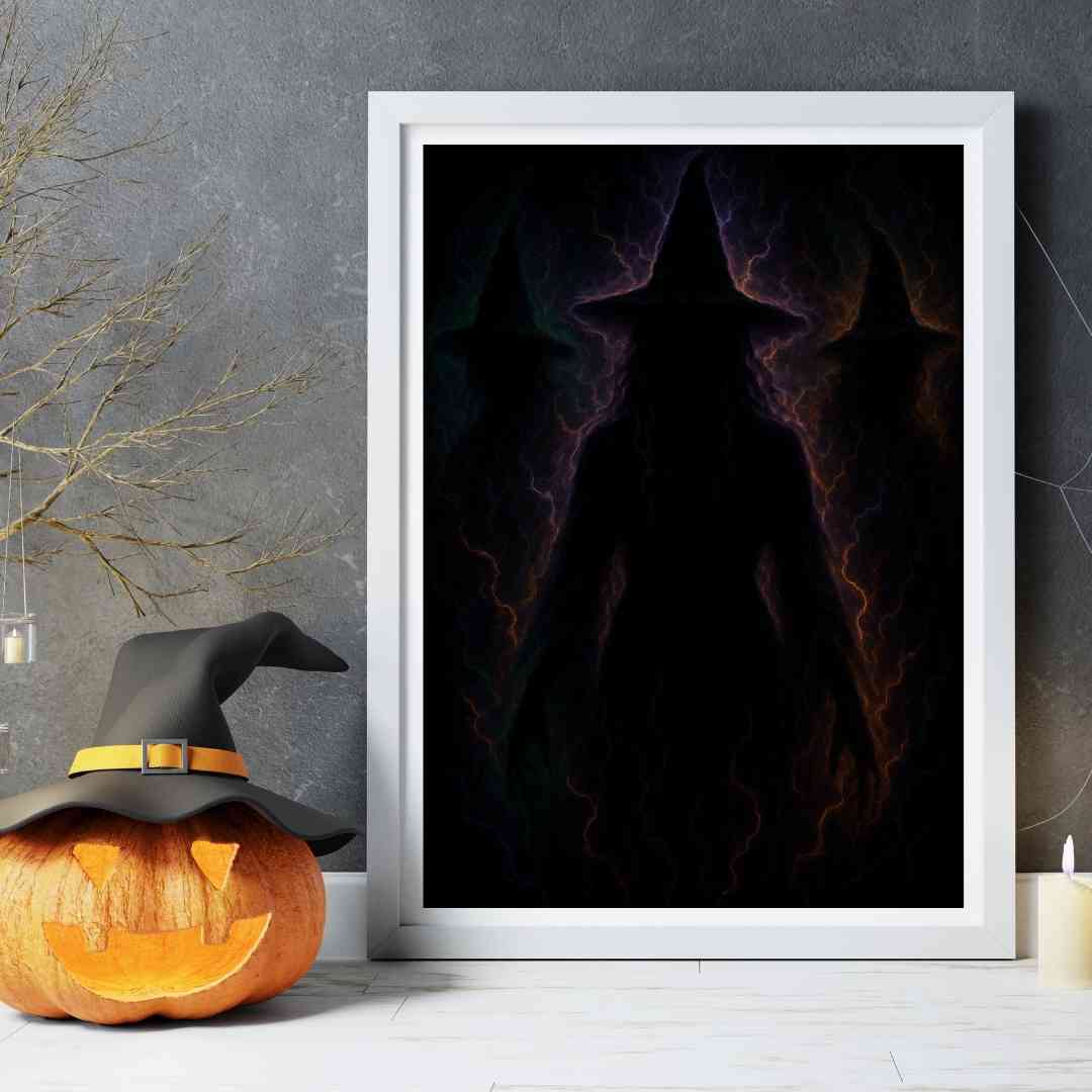 Digitaalinen taideteos, jossa näkyy noidan energiaa ympäröivät valosäteet.
Digital konstverk som visar häxans energiomgivande ljusstrålar.
Digital artwork showing light rays surrounding witch’s energy.