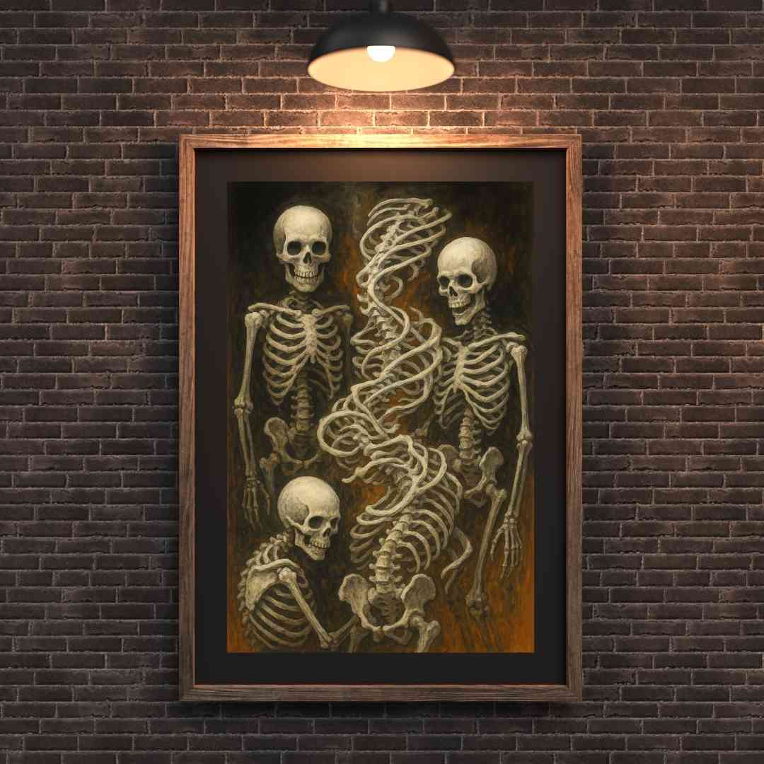 Digitaalinen teos, joka esittää luurangon energian ja harmonian abstraktina virtauksena.
Digital konst som skildrar skelettets energi och harmoni som abstrakta flöden.
Digital artwork depicting skeletal energy and harmony as abstract flows.