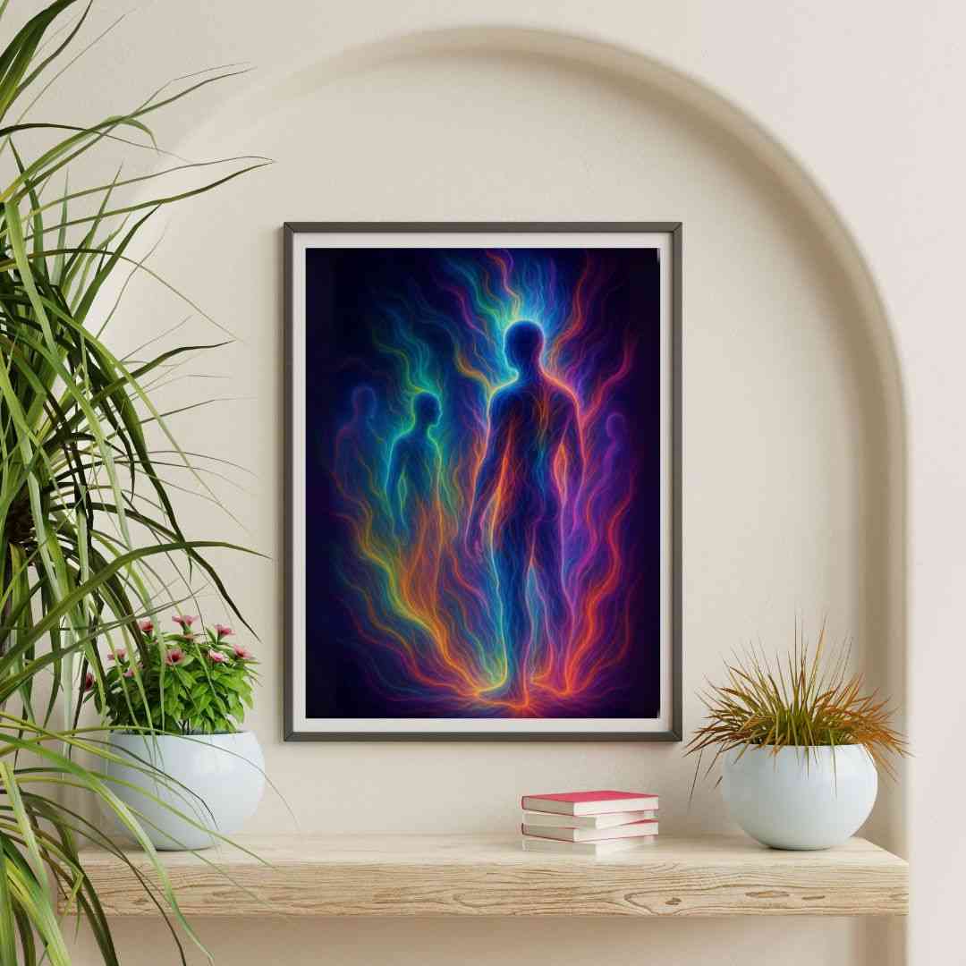 Värikäs abstrakti Aura Fields seinällä, colorful abstract Aura Fields on wall, färggrann abstrakt Aura Felds på väggen