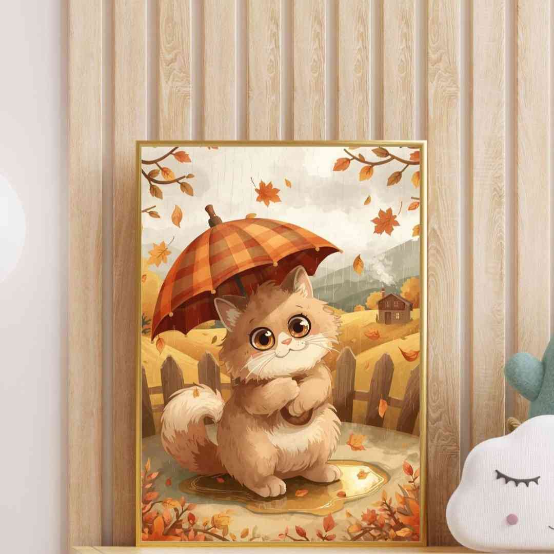 tavla med en söt katt, wall art with cute cat, seinätaide missä suloinen kissa